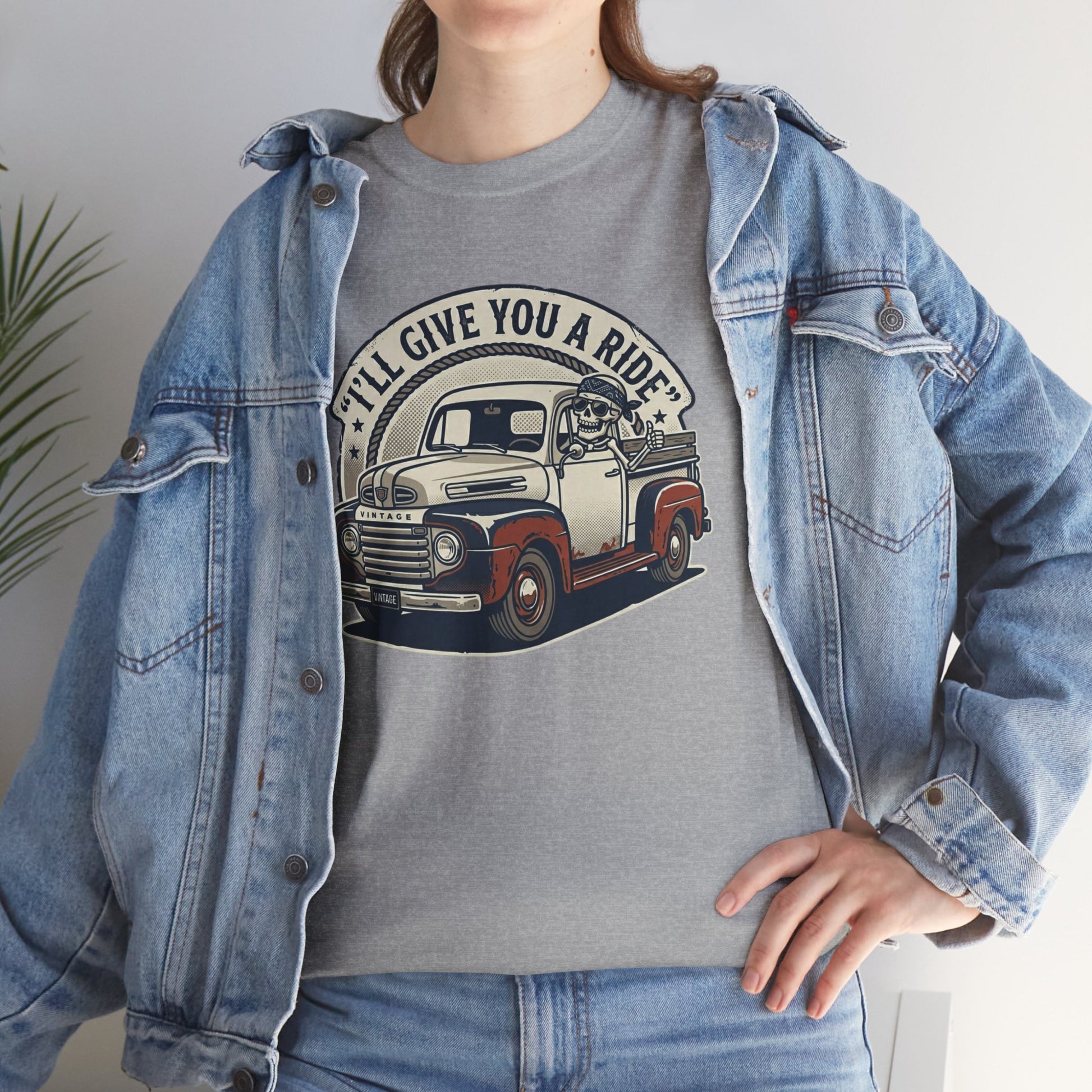 Vintage Pickup Truck T-Shirt — “I’ll Give You a Ride” Classic Retro Tee Printify