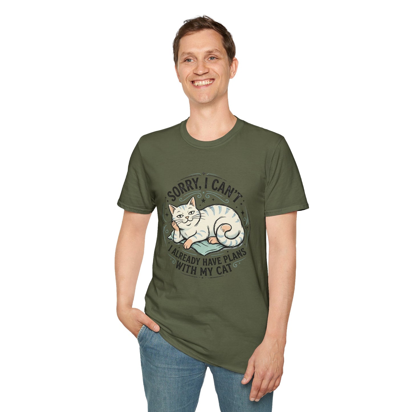 "Sorry, I Can’t — I Already Have Plans With My Cat" Cute Cat Graphic Tee