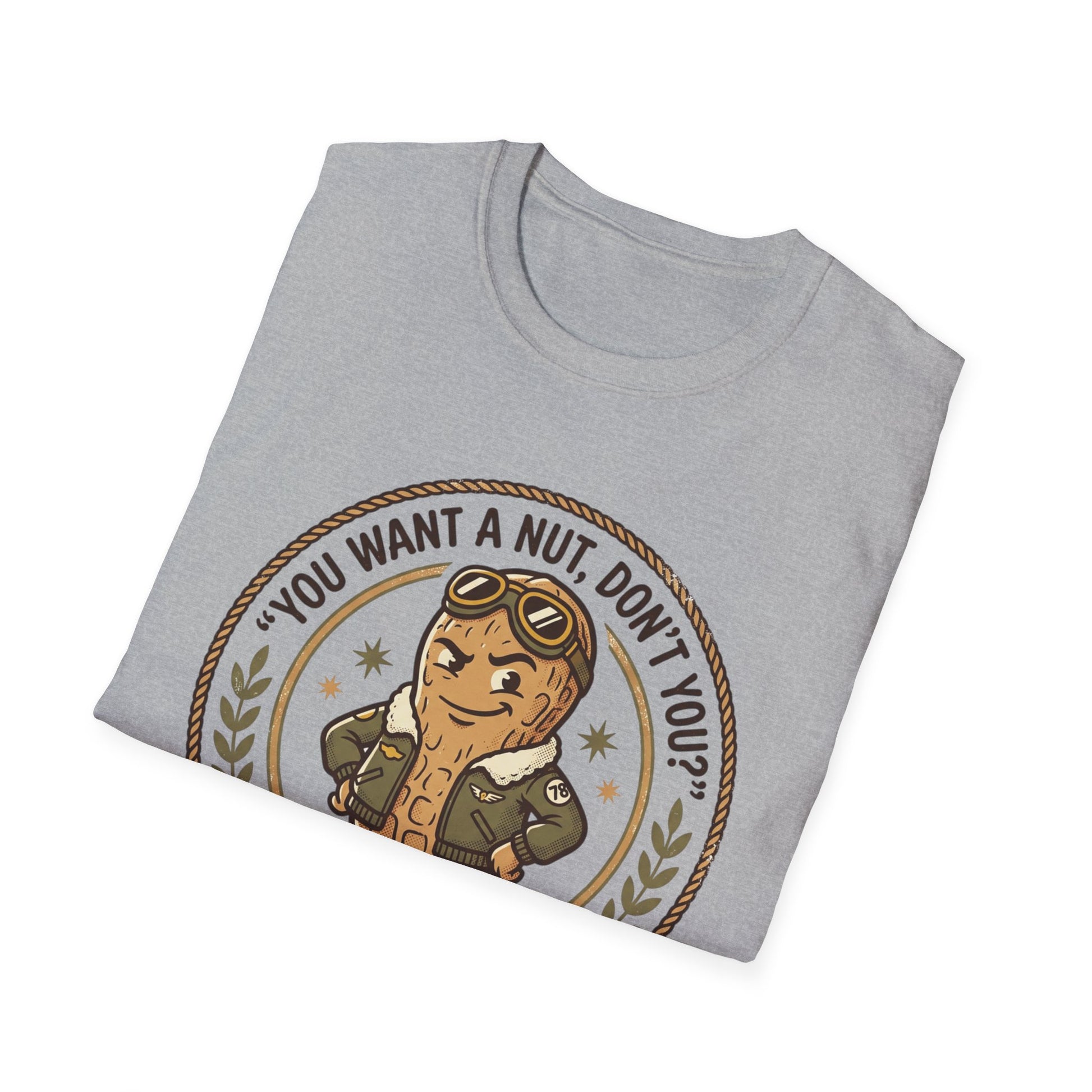 Vintage Mascot Peanut T-Shirt — "You Want a Nut, Don't You?" Retro Graphic Tee Printify