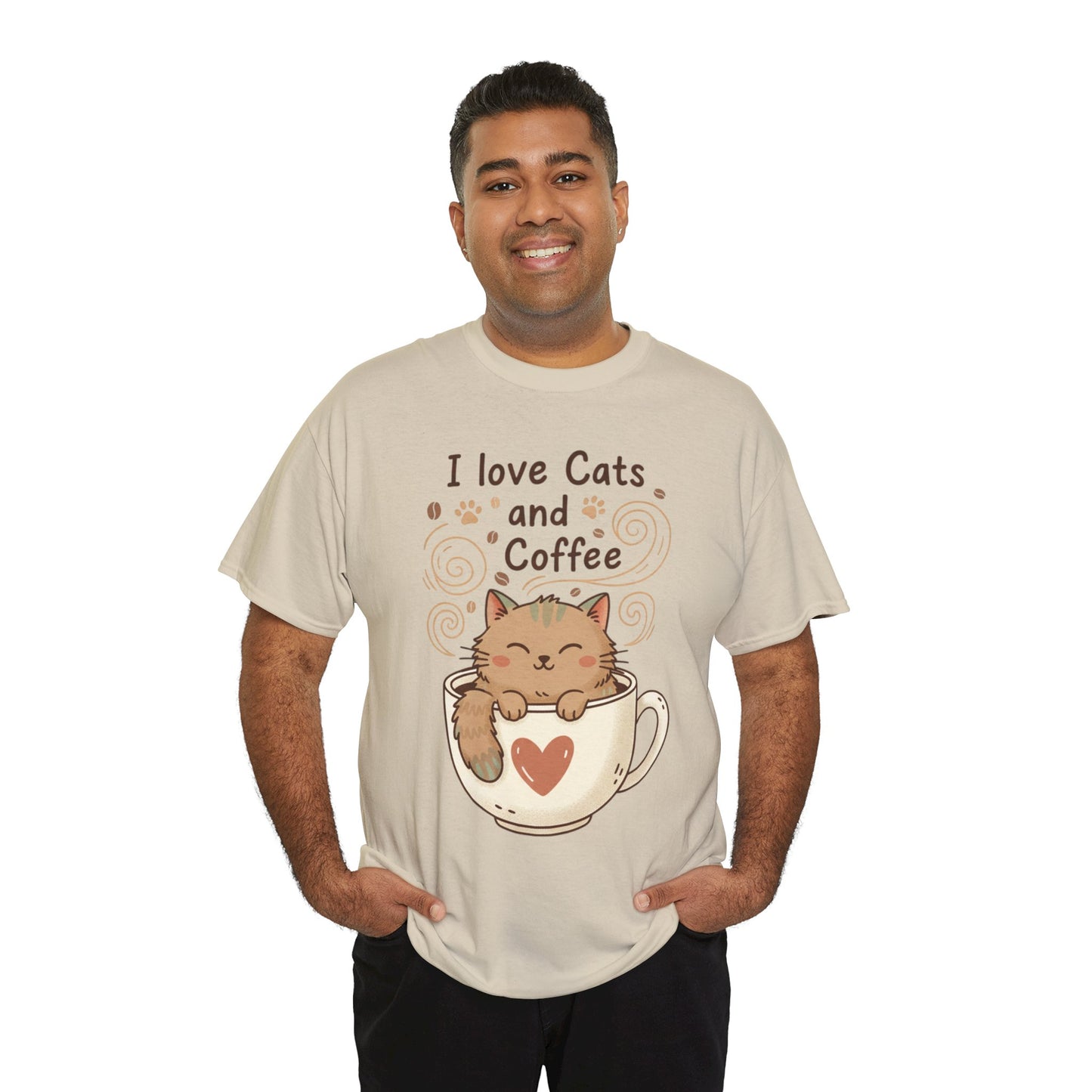 Cat and Coffee T‑Shirt — "I Love Cats and Coffee" Cute Cat in Mug Tee