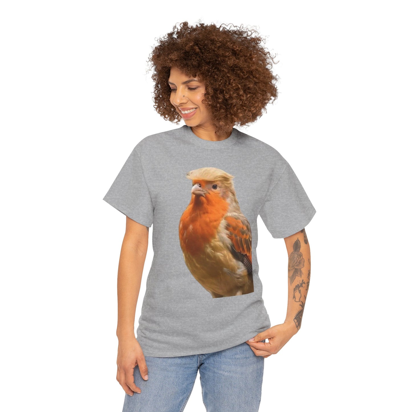 Robin Illustration T-Shirt — Cute Red-Breast Bird Graphic Tee