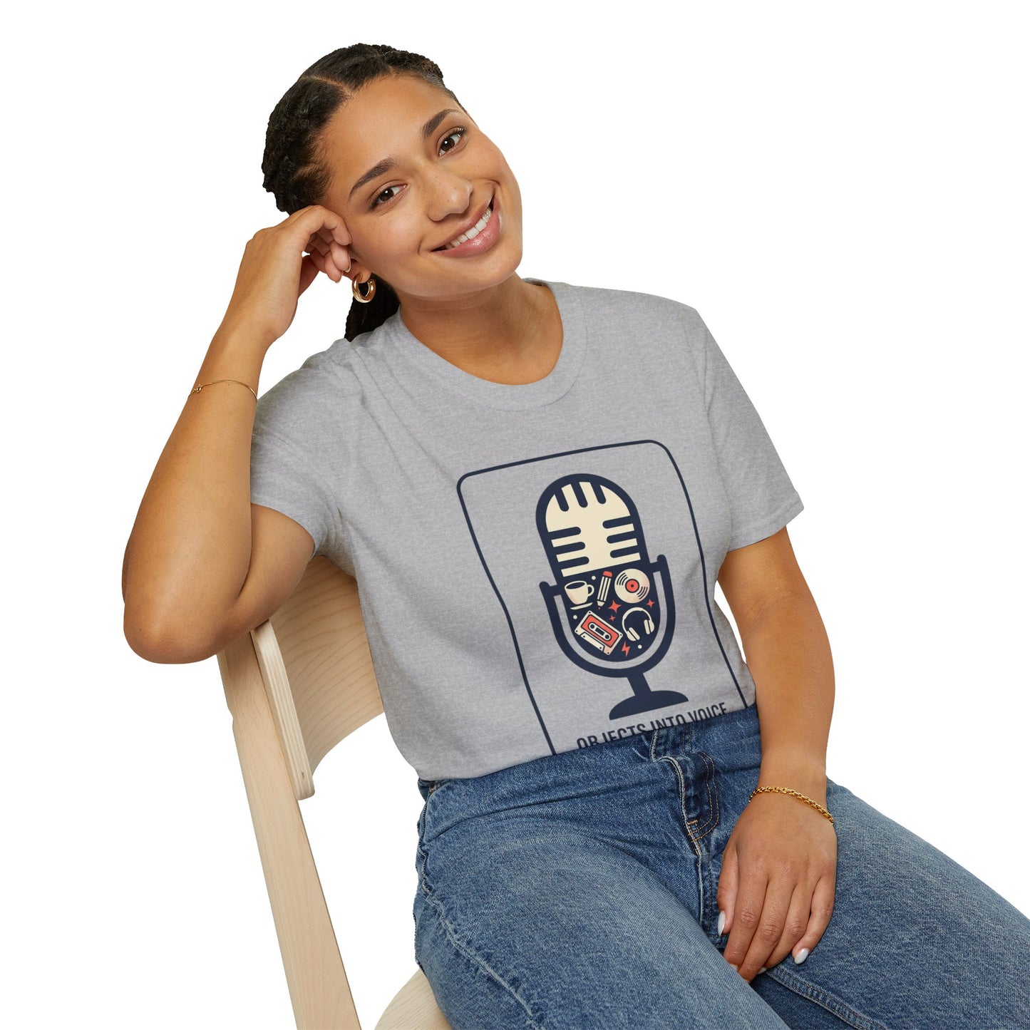 Microphone Graphic T-Shirt — “Objects Into Voice” Podcast Tee