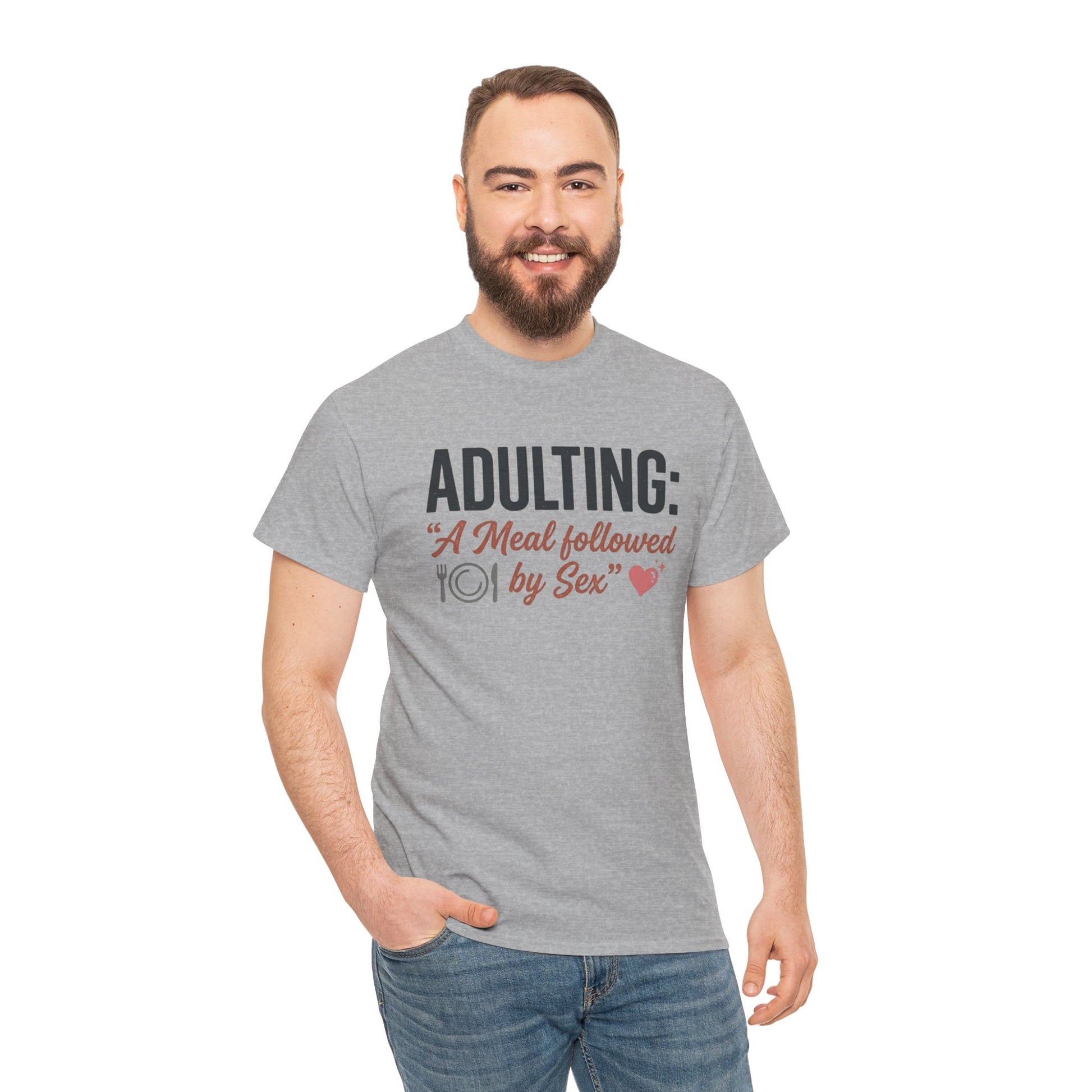 Adulting T‑Shirt – "Adulting: A Meal Followed by Sex" Funny Graphic Tee Printify