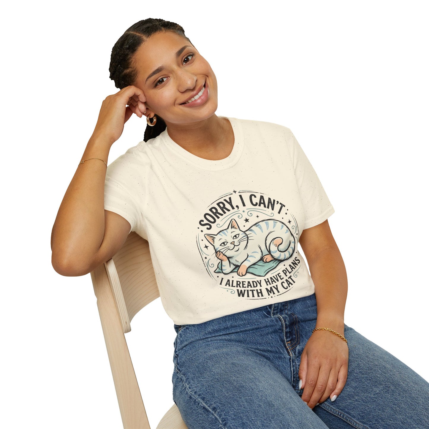 "Sorry, I Can’t — I Already Have Plans With My Cat" Cute Cat Graphic Tee