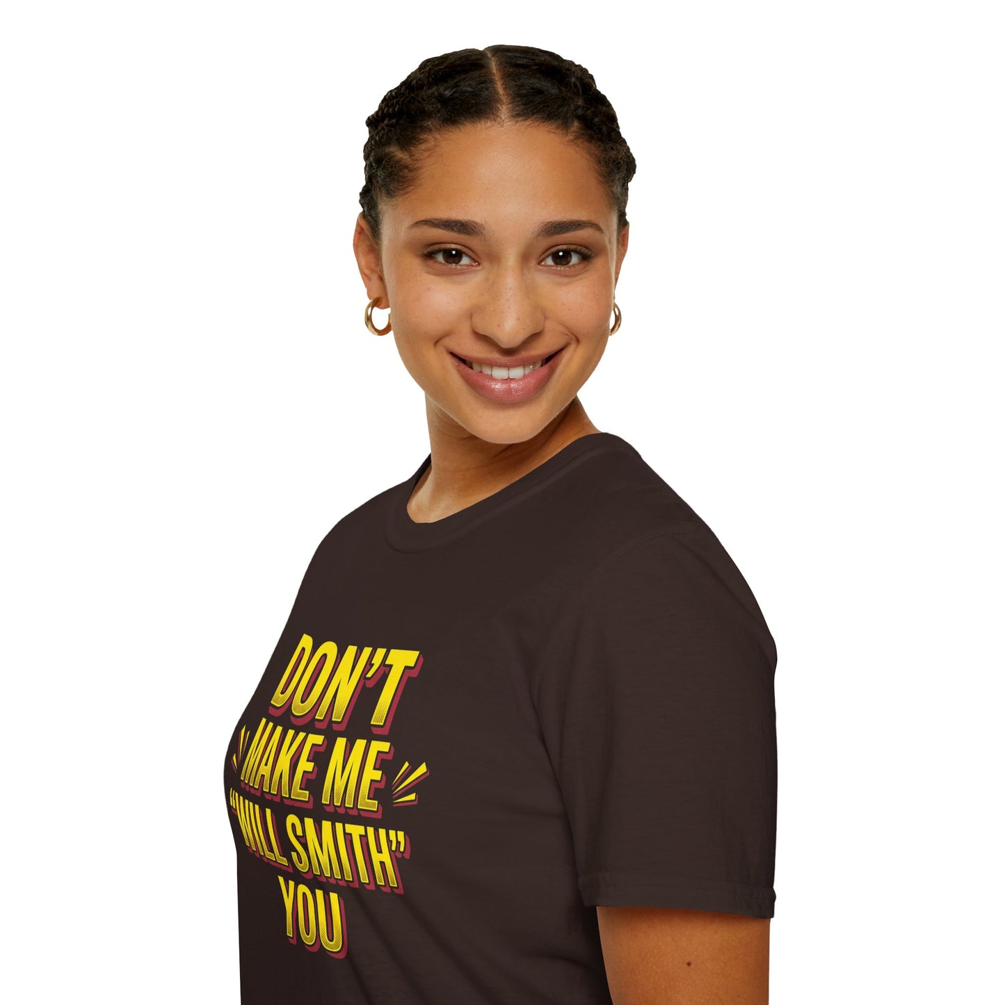 Don't Make Me "Will Smith" T-Shirt — Bold Yellow Graphic Tee