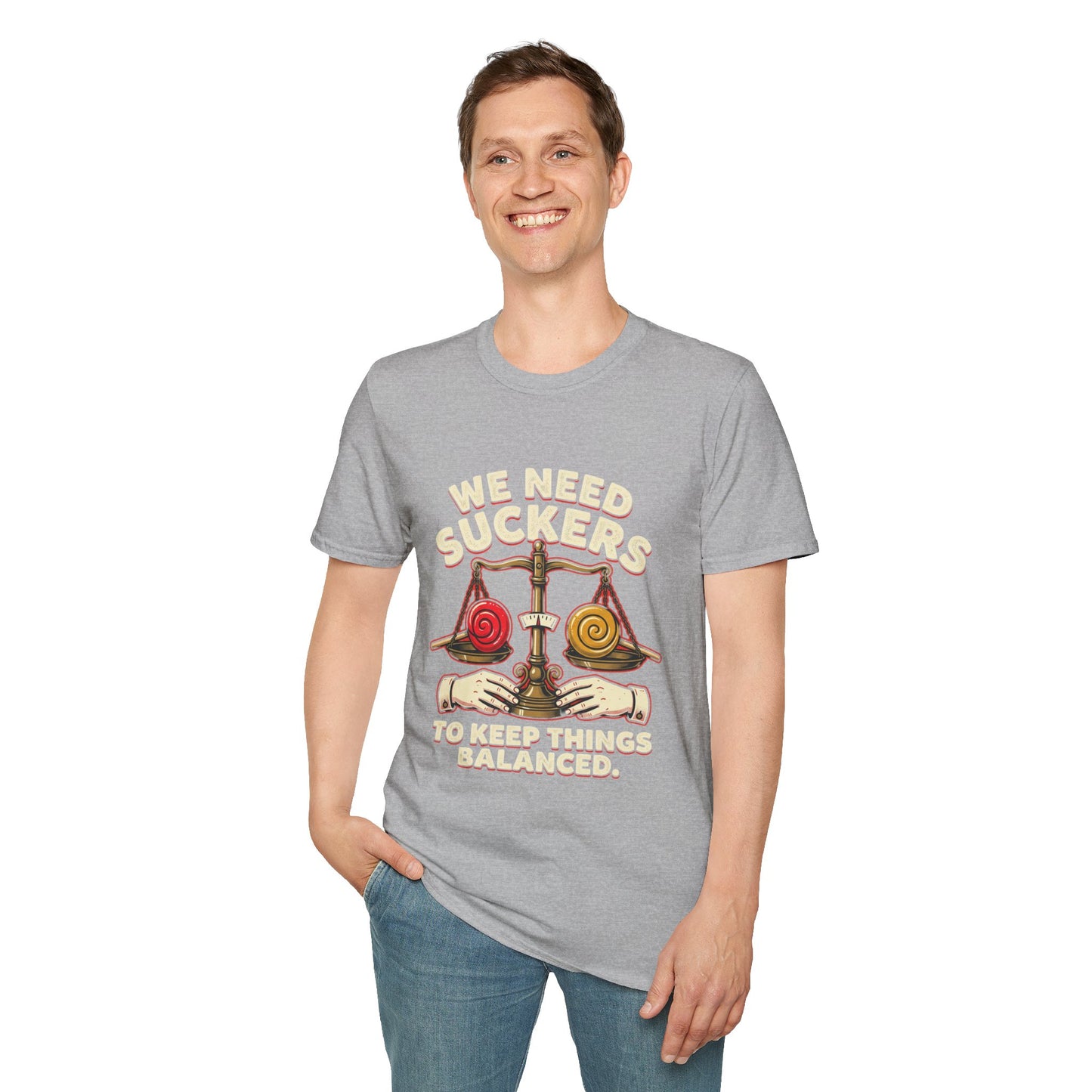 "We Need Suckers to Keep Things Balanced" Retro Candy Scale Tee