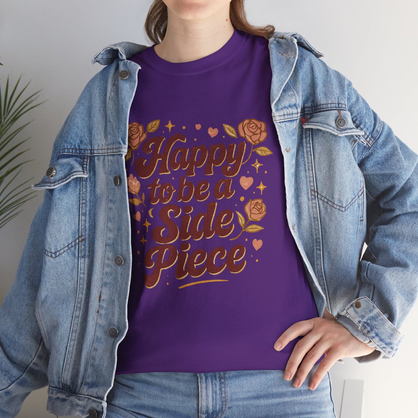 Happy to Be a Side Piece Tee — Retro Floral Statement T-Shirt