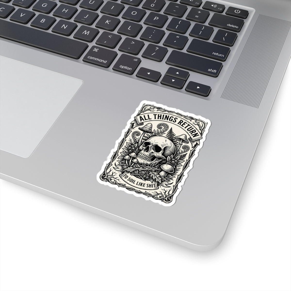 Skull & Mushrooms Sticker | Gothic Botanicals kiss-cut sticker