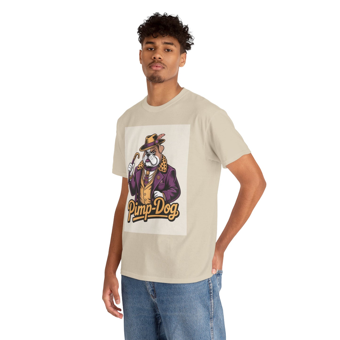 Pimp-Dog Graphic Tee — Retro Bulldog Character Shirt Printify