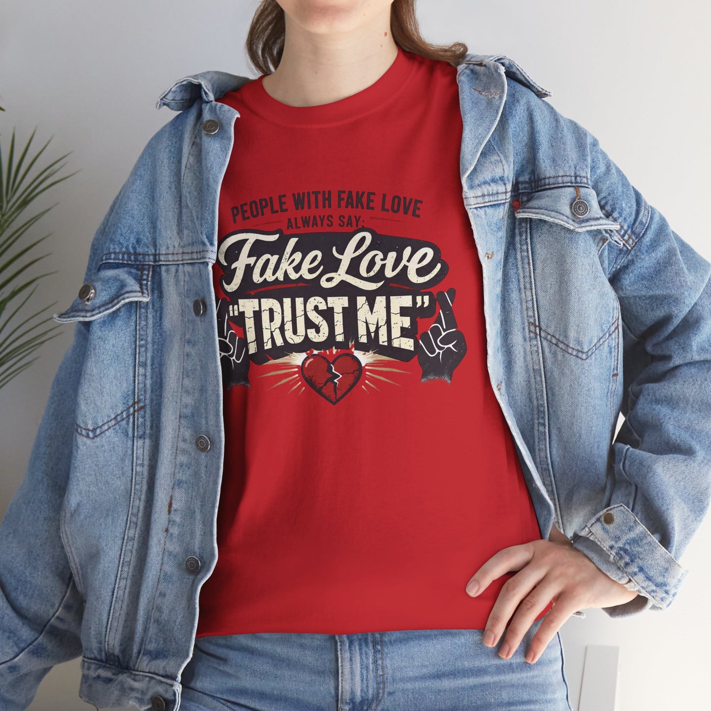 Fake Love Trust Me T-Shirt – Vintage Tattoo Heart Graphic Tee