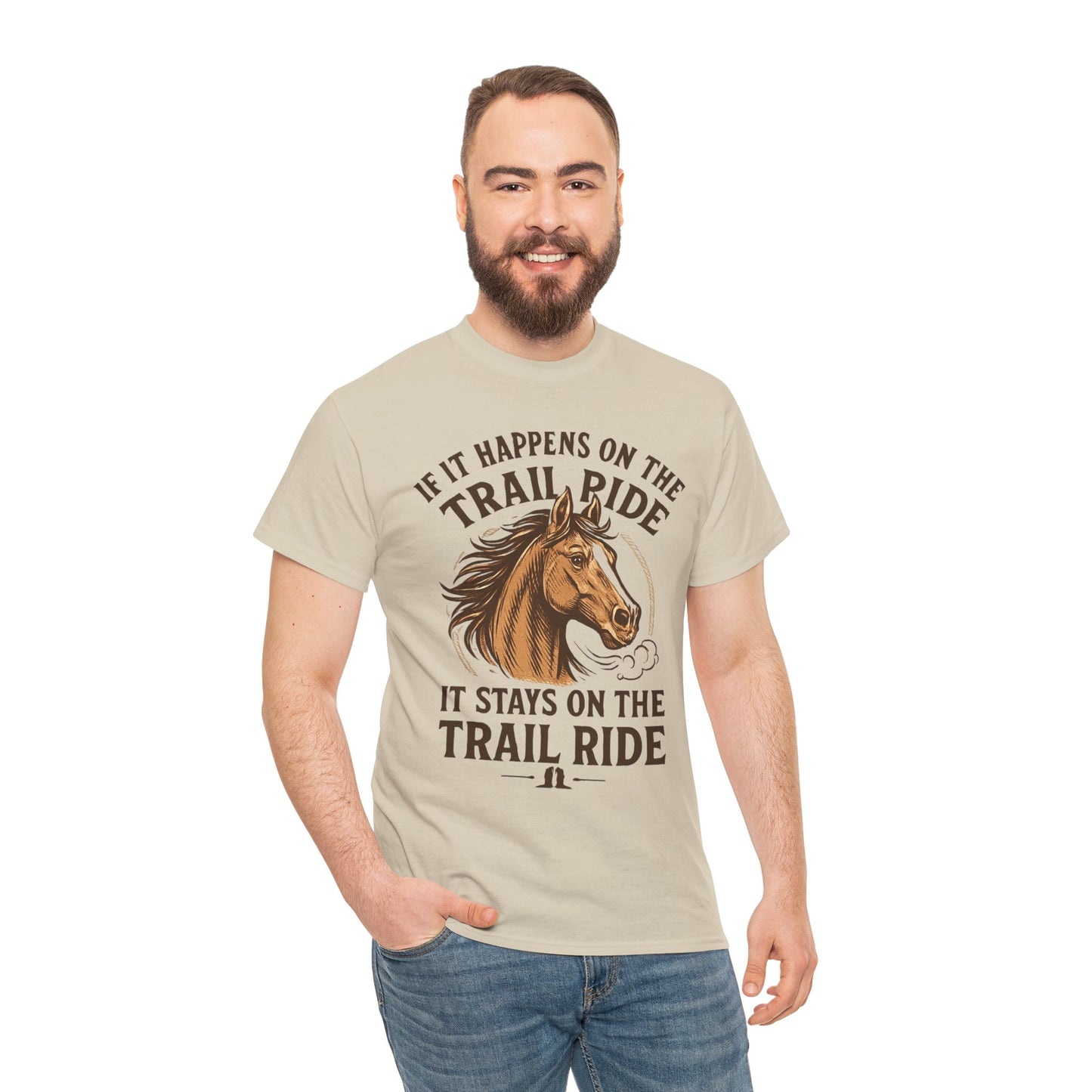 Trail Ride T-Shirt — "If It Happens On The Trail Ride, It Stays On The Trail Ride" Horse Tee