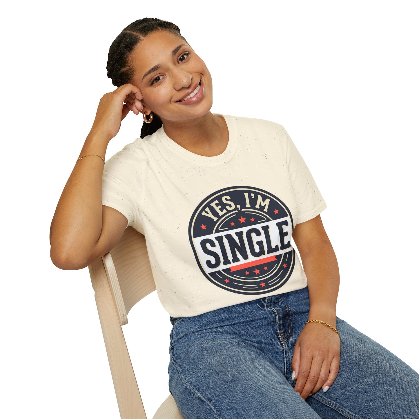 "Yes, I’m Single" Graphic Tee - Single Badge T-Shirt