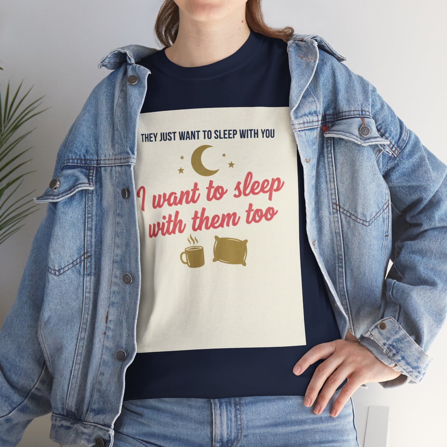 Sleepy Cats T-Shirt — "I Want to Sleep with Them Too" Cute Nighttime Pet Tee