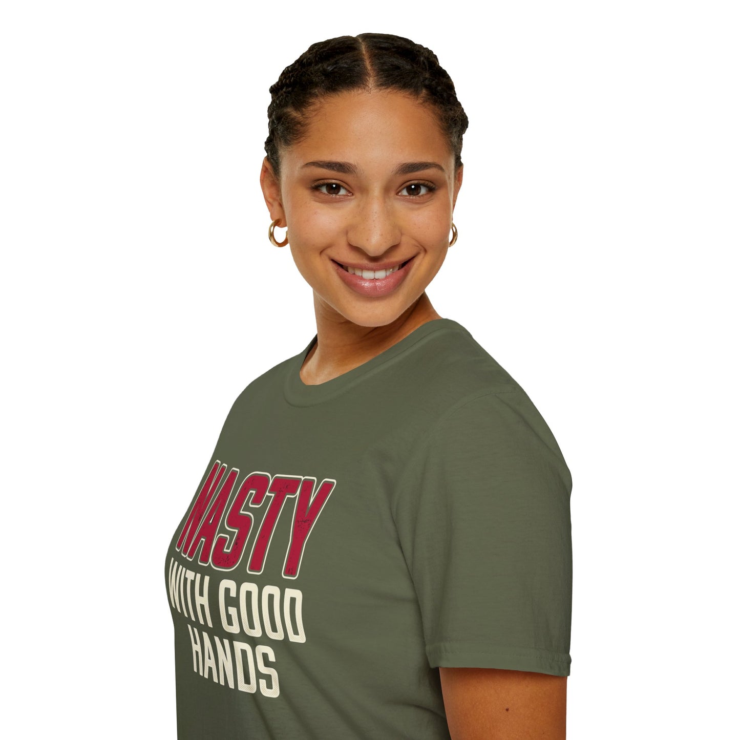 "NASTY With Good Hands" Bold Lettering Graphic Tee
