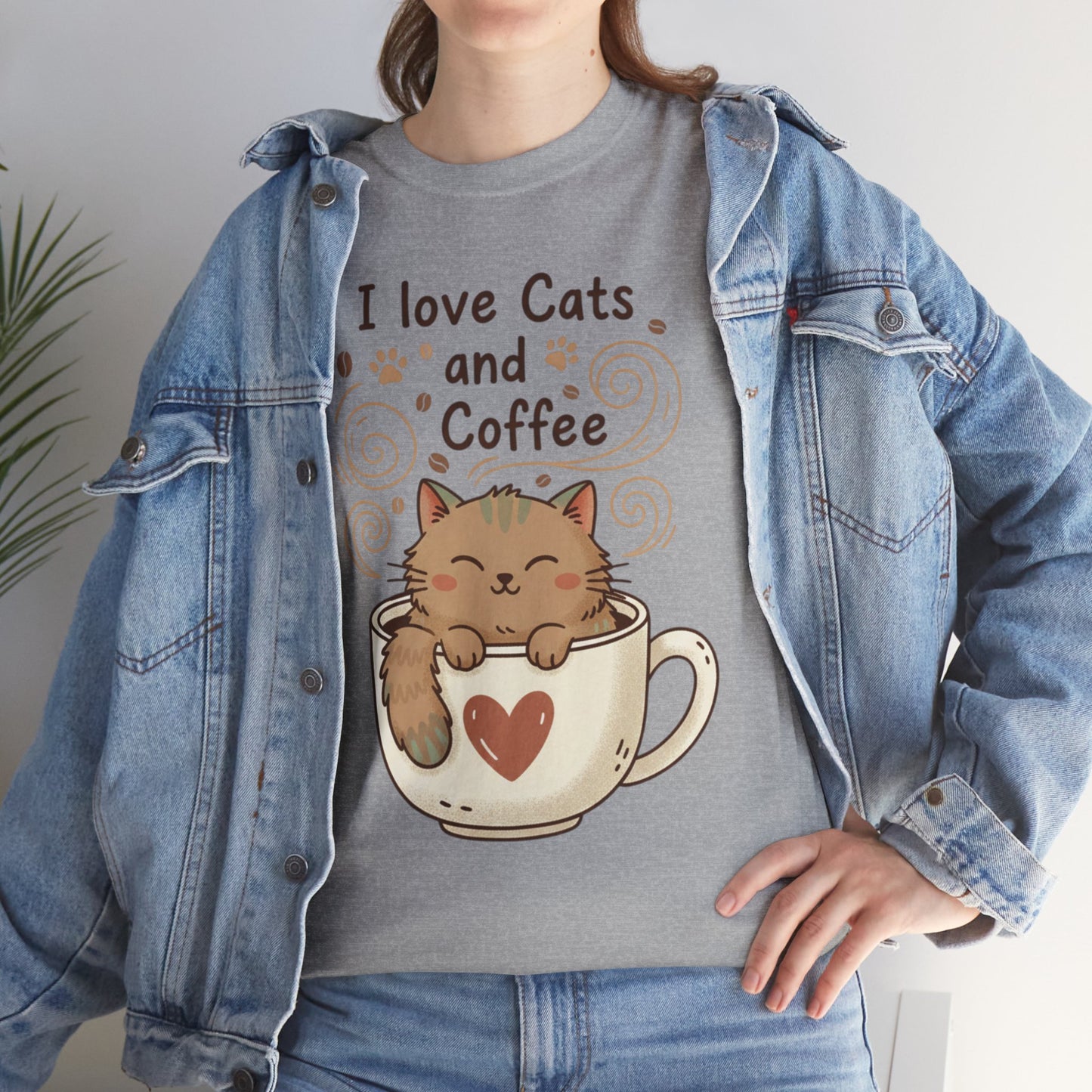 Cat and Coffee T‑Shirt — "I Love Cats and Coffee" Cute Cat in Mug Tee