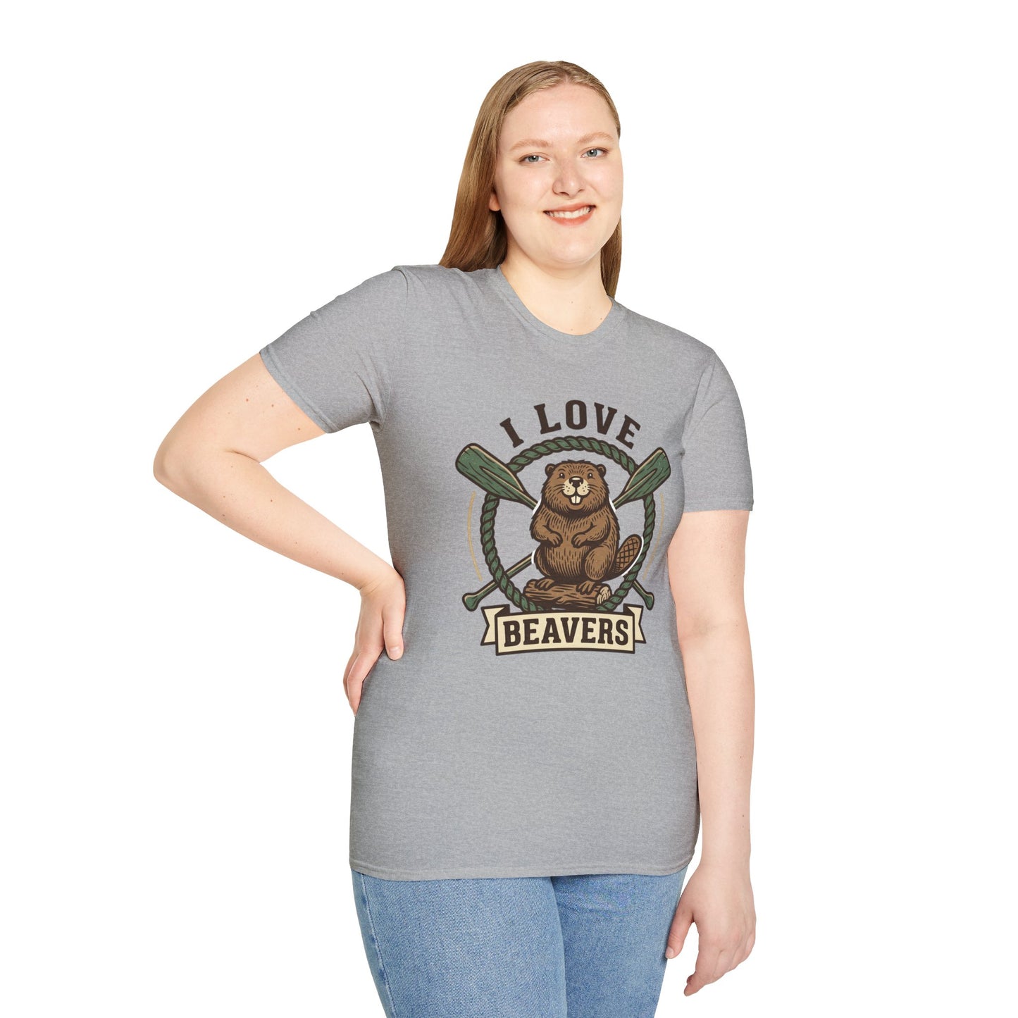 I Love Beavers T-Shirt — Cute Vintage Beaver Graphic Tee with Oars