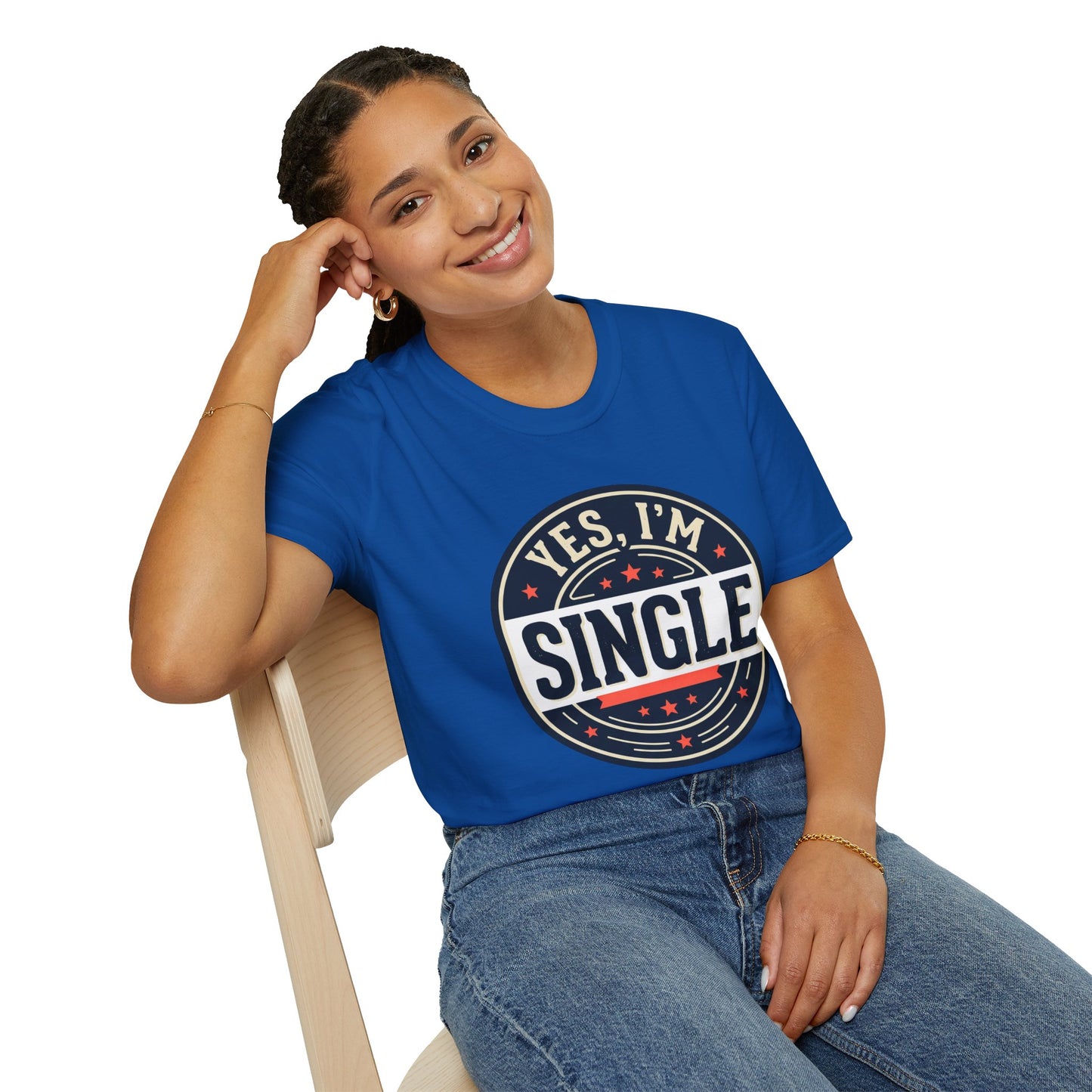 "Yes, I’m Single" Graphic Tee - Single Badge T-Shirt