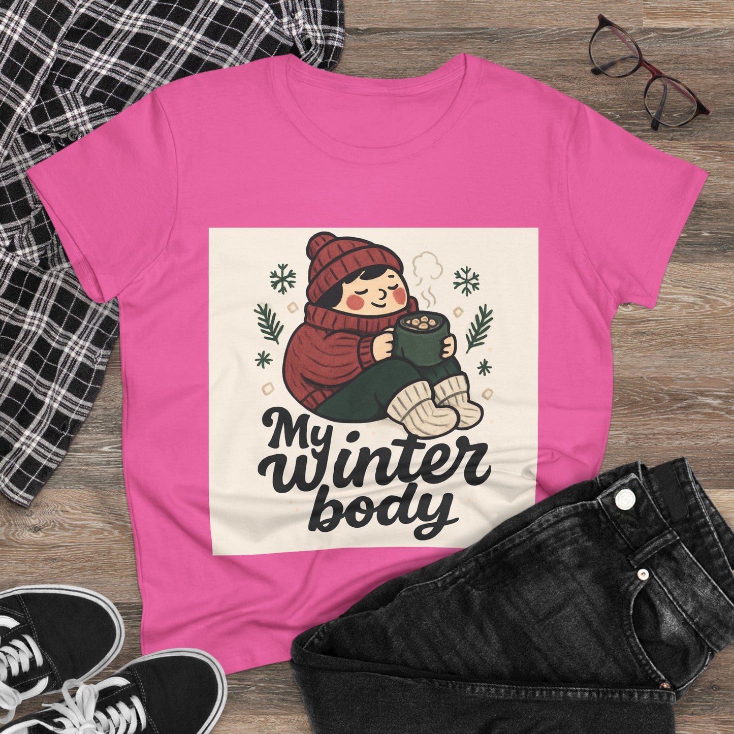 My Winter Body Women's Tee — Cozy Hot Cocoa Graphic T-Shirt