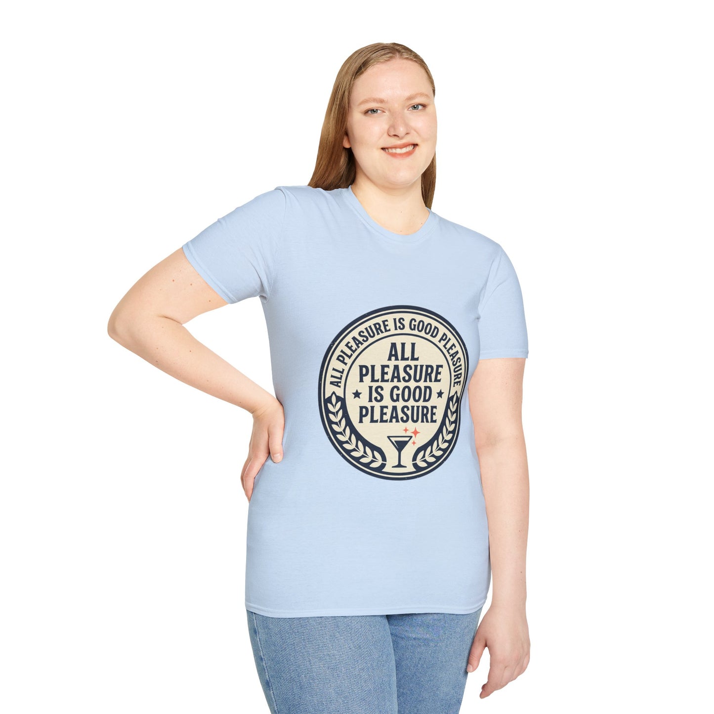 "All Pleasure Is Good Pleasure" Vintage Badge Tee