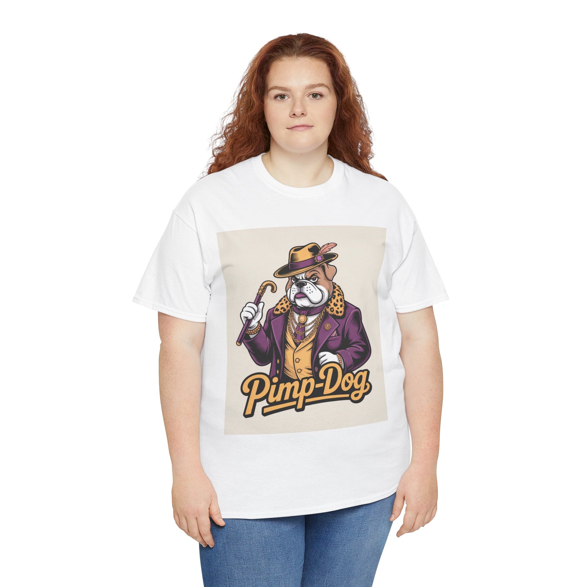 Pimp-Dog Graphic Tee — Retro Bulldog Character Shirt Printify