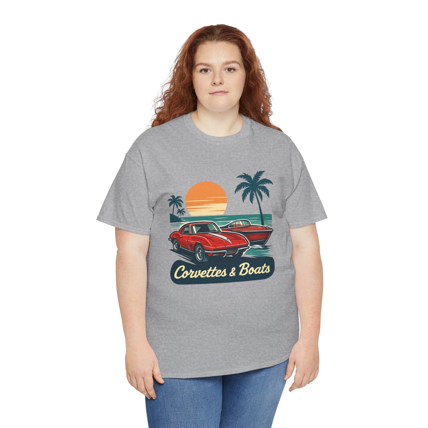 Corvettes & Boats Retro Sunset T‑Shirt