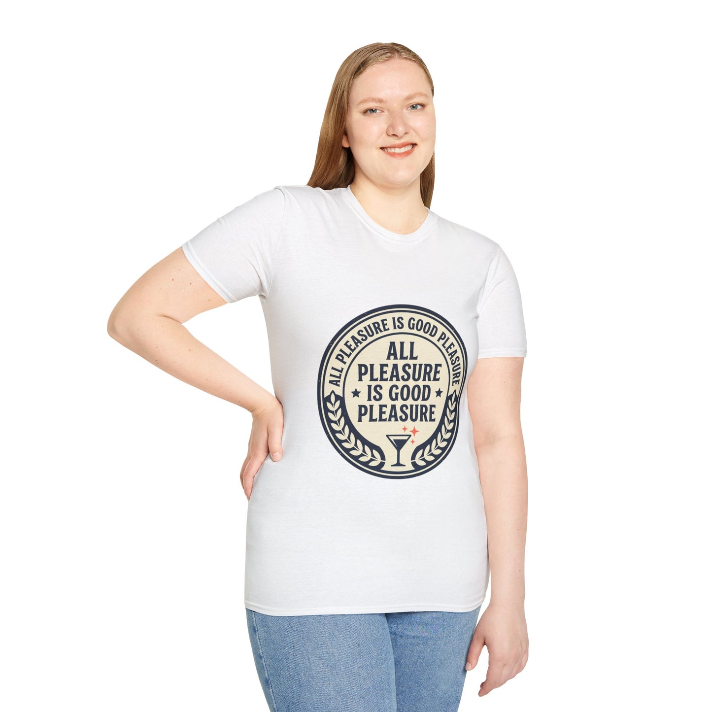 "All Pleasure Is Good Pleasure" Vintage Badge Tee