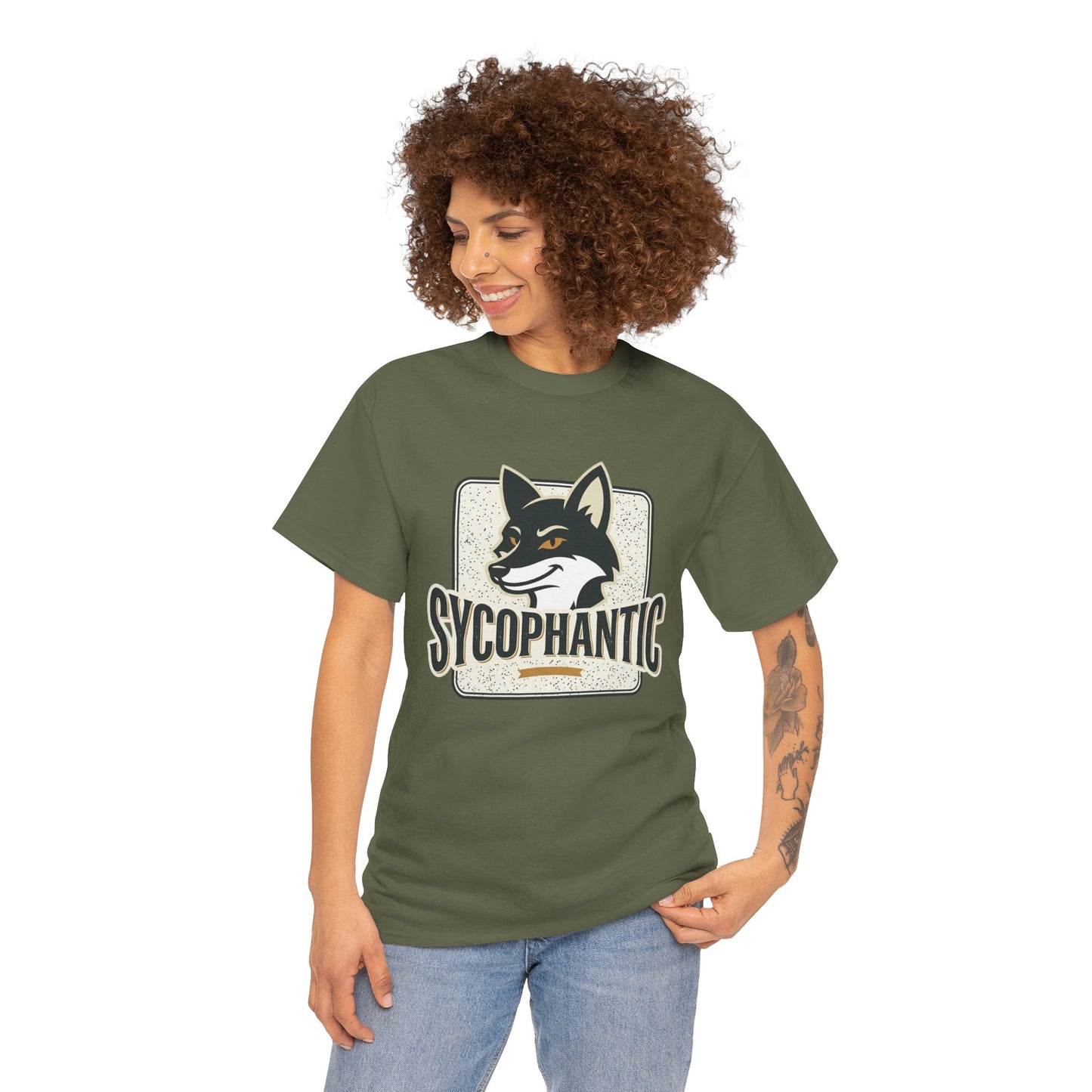 Sycophantic Fox Graphic Tee — Retro Animal Logo T-Shirt