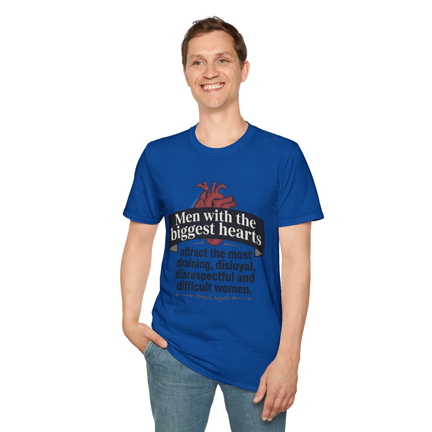 "Men with the Biggest Hearts" Funny Sarcastic Graphic Tee Printify
