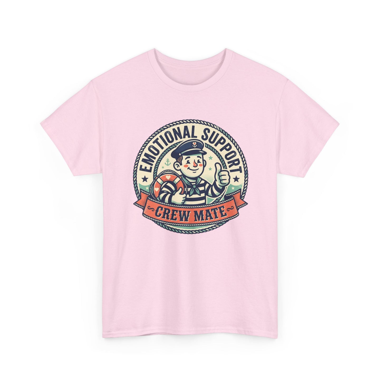 Emotional Support Crew Mate T‑Shirt — Retro Nautical Crewmate Tee Printify