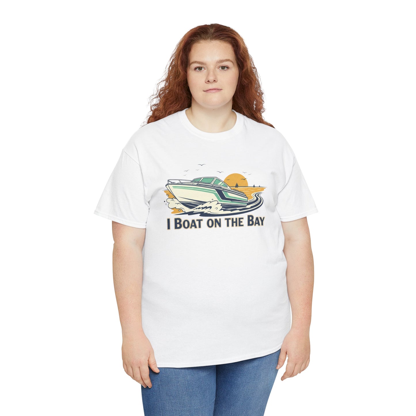 Boat on the Bay T-Shirt — Retro Motorboat Sunset Tee Printify