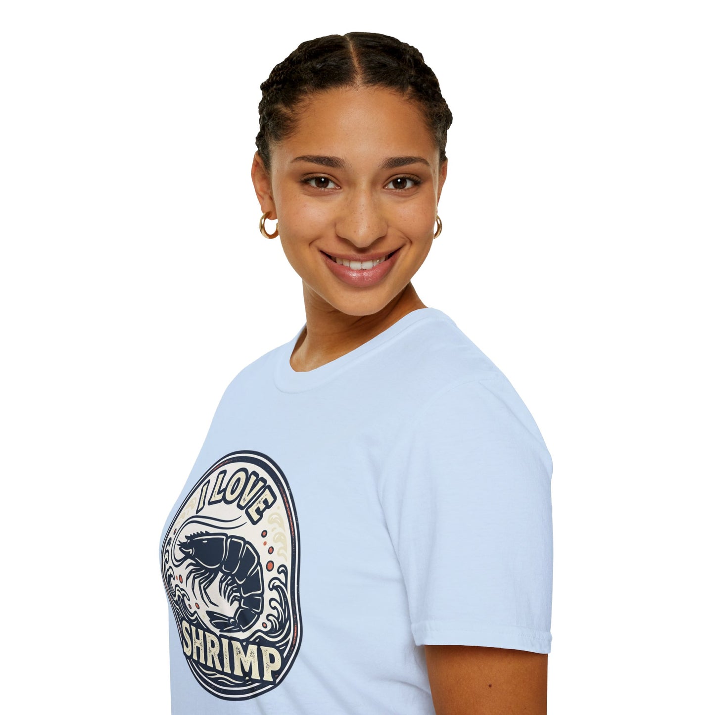 I Love Shrimp T-Shirt — Retro Seafood Crew Tee