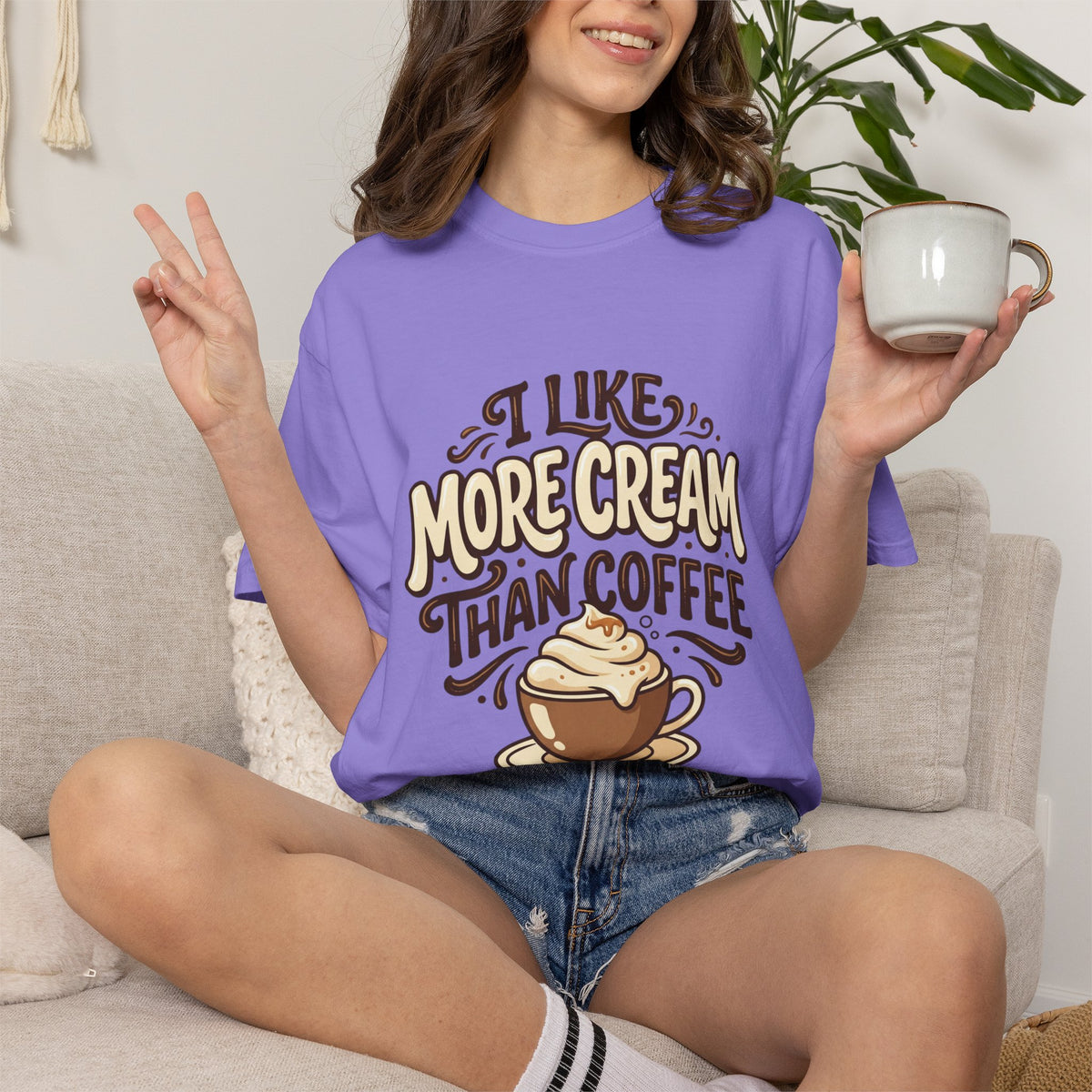 Coffee Tee — "I Like More Cream Than Coffee" Graphic T-Shirt