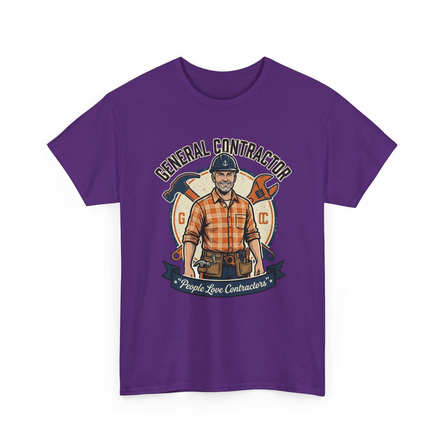 General Contractor T-Shirt — Vintage Construction Worker Logo Tee Printify