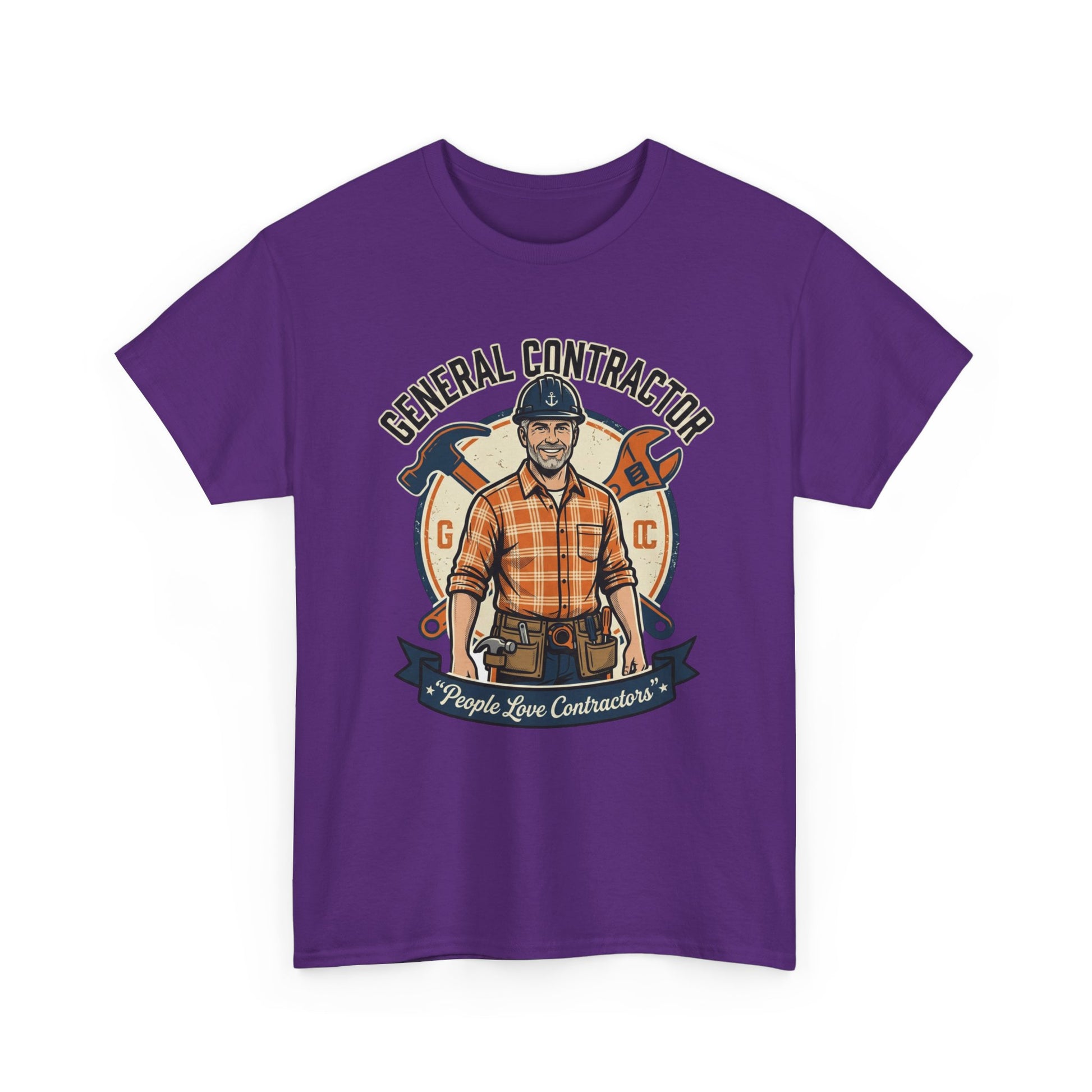 General Contractor T-Shirt — Vintage Construction Worker Logo Tee Printify