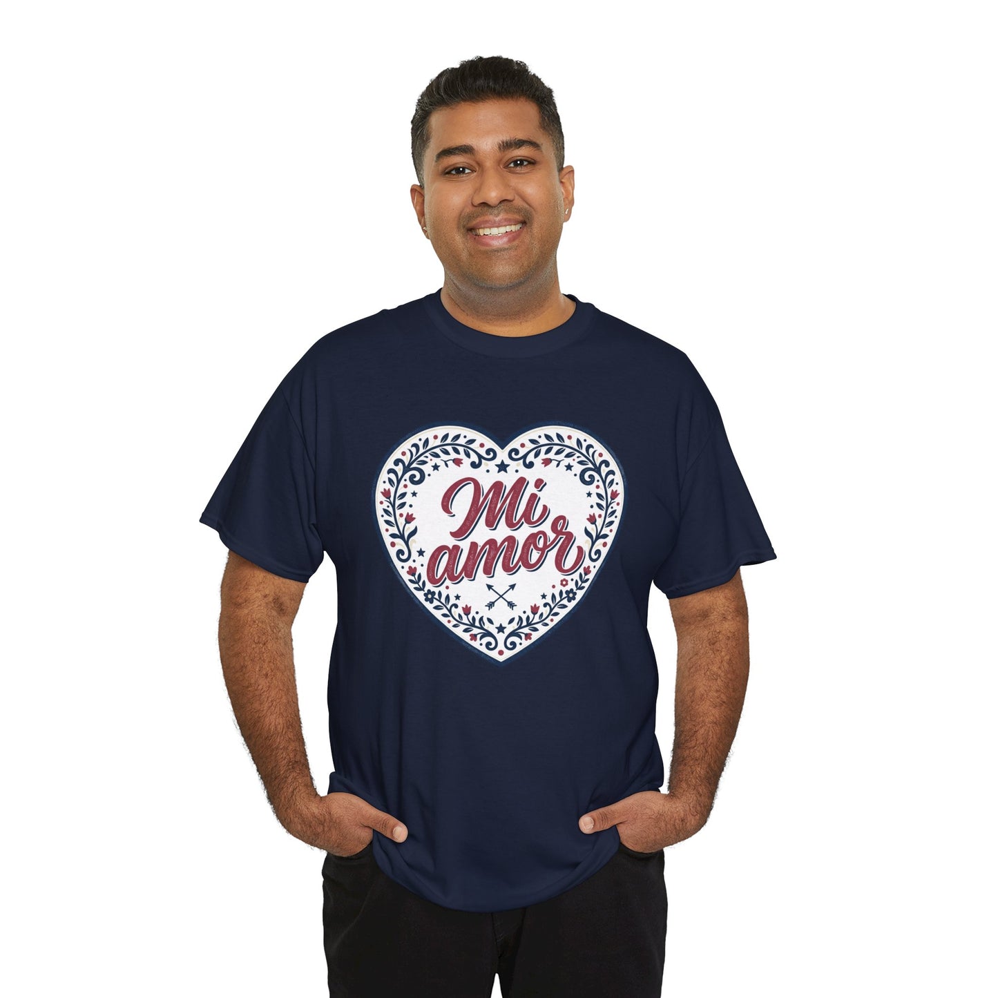 Mi Amor Heart T-Shirt — Romantic Floral Graphic Tee for Valentine’s Day