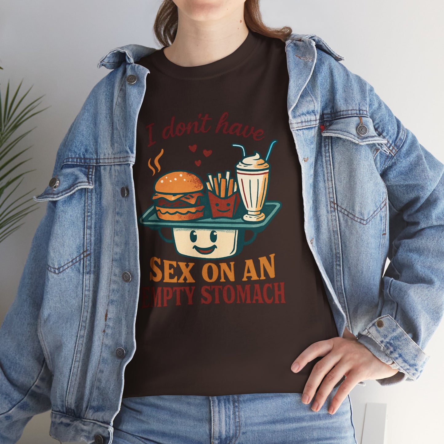 "I Don't Have Sex on an Empty Stomach" Burger & Milkshake Funny T-Shirt