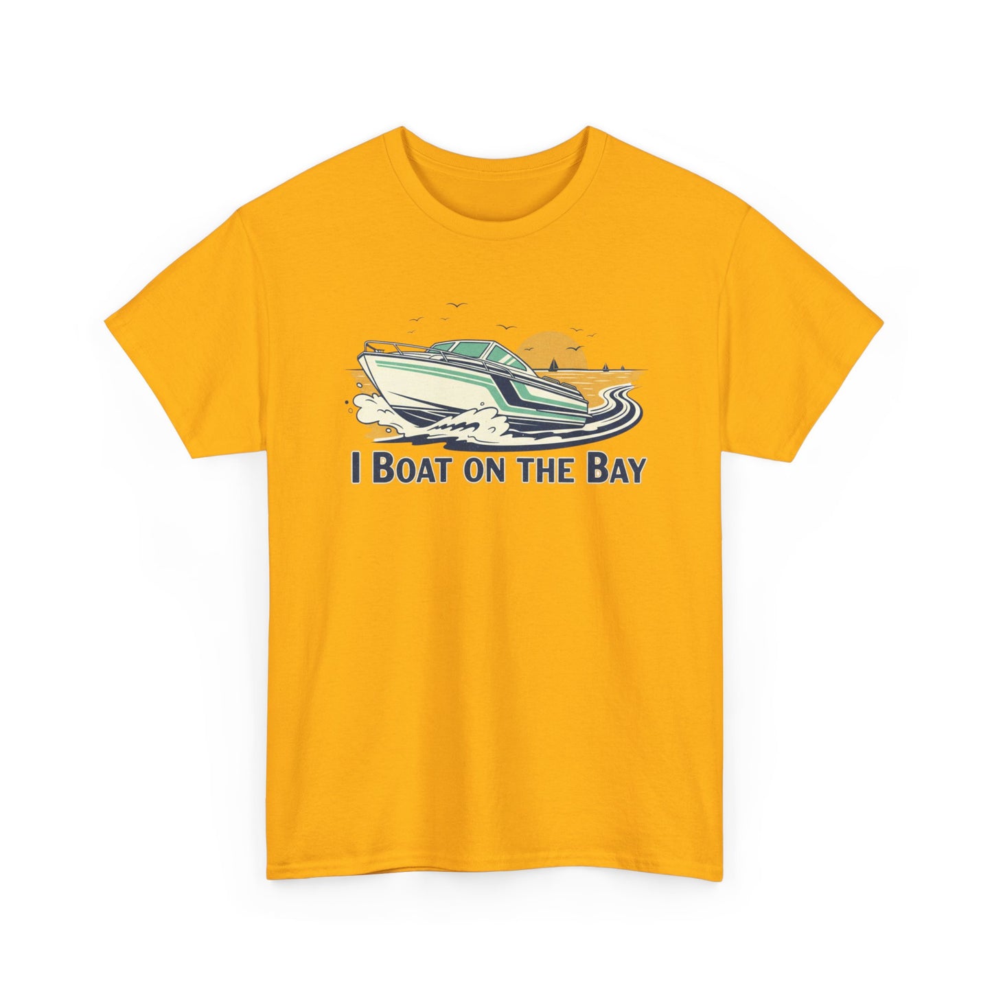 Boat on the Bay T-Shirt — Retro Motorboat Sunset Tee Printify