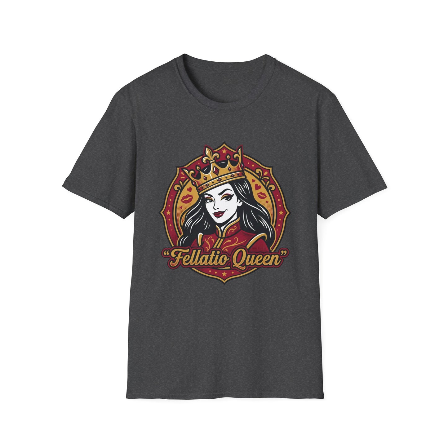 "Fellatio Queen" Retro Pinup Crown Graphic Tee Printify