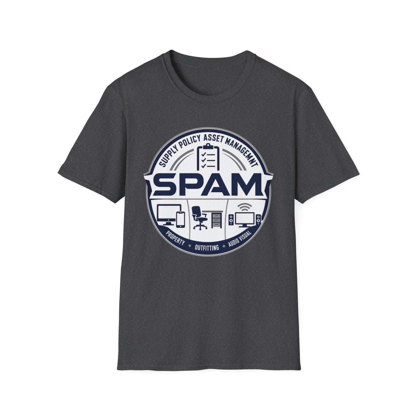 SPAM Supply Policy Asset Management T-Shirt — Logistics/ IT / Admin Graphic Tee