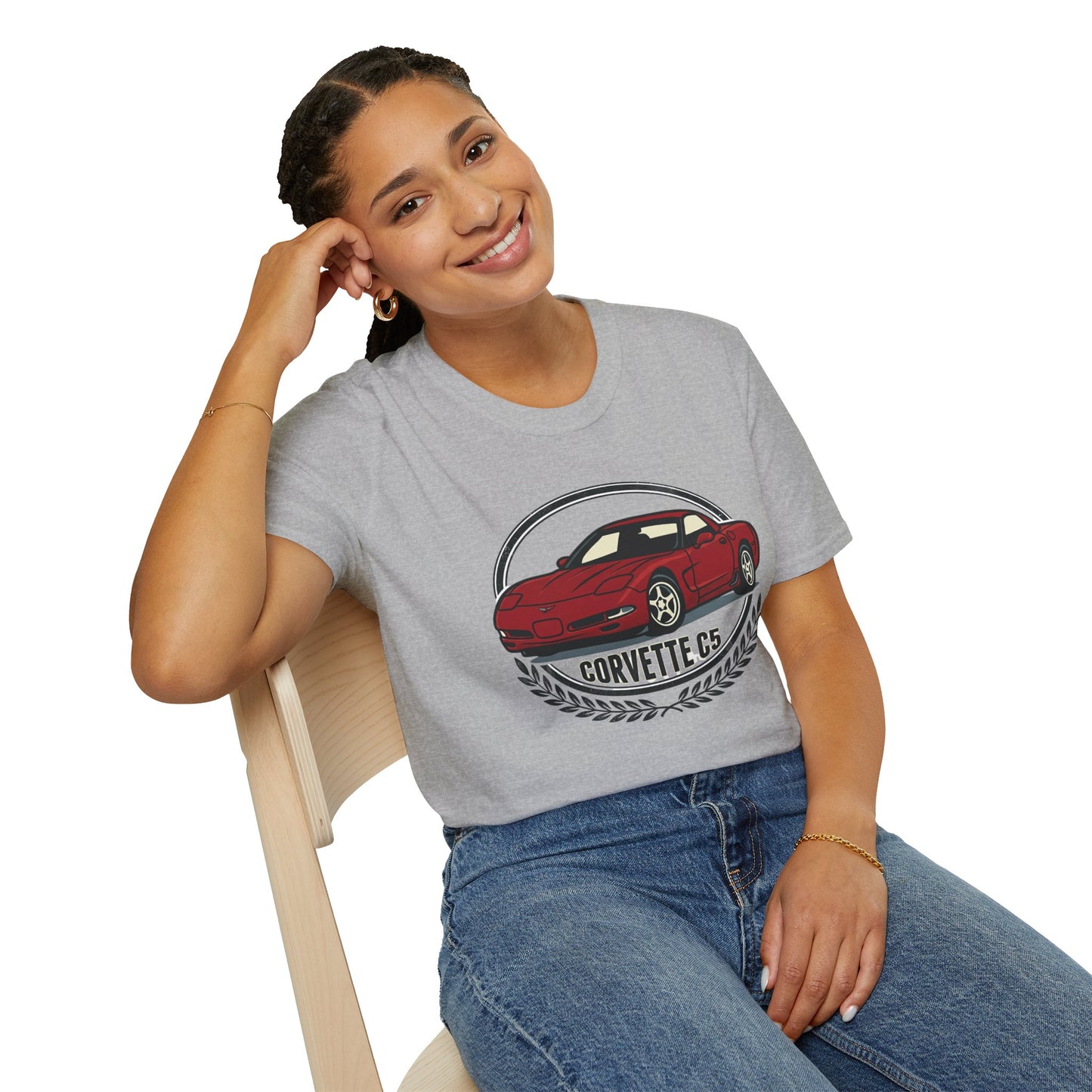 Corvette C5 T-Shirt – Classic Red Sports Car Crewneck for Car Enthusiasts