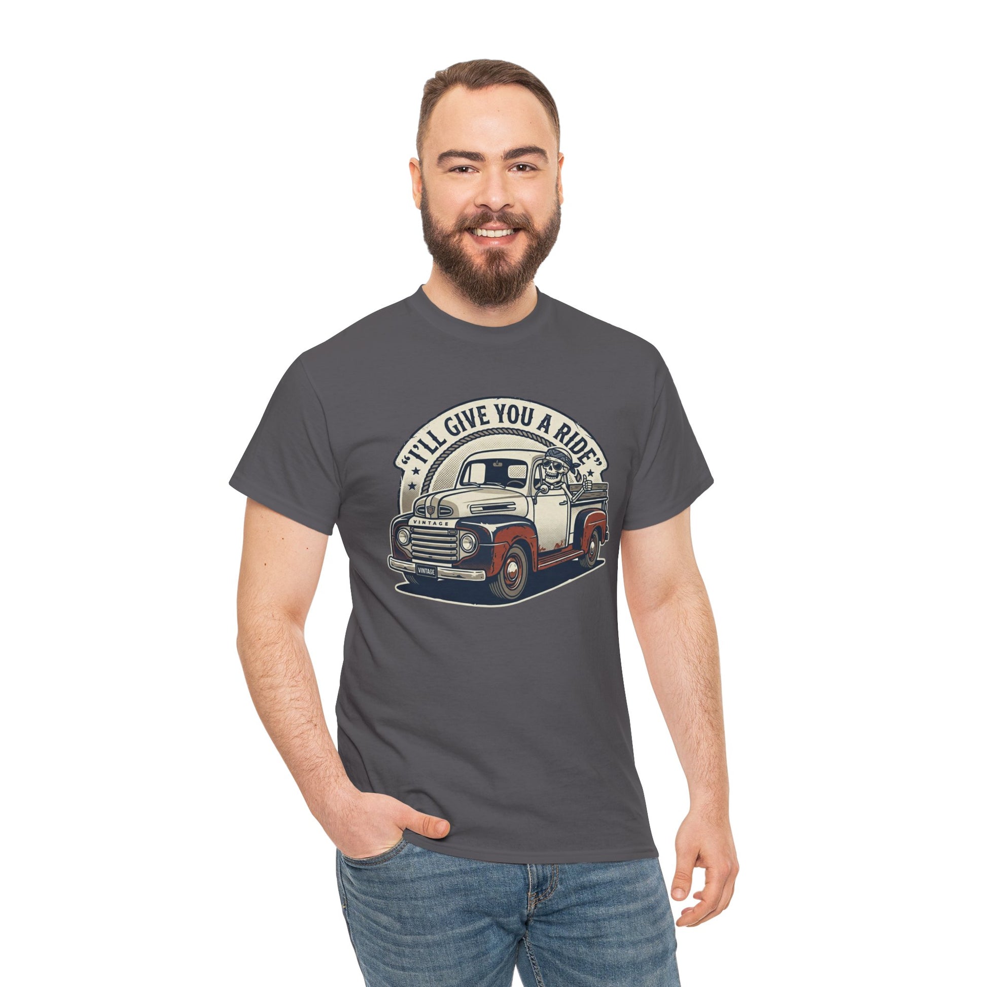 Vintage Pickup Truck T-Shirt — “I’ll Give You a Ride” Classic Retro Tee Printify