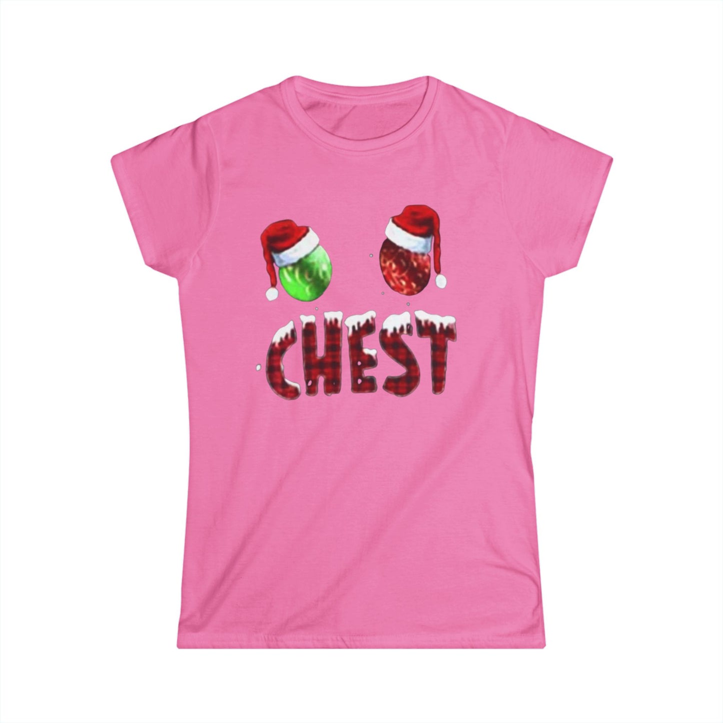 Chest Christmas Tee — Festive Ornaments & Santa Hats Holiday Shirt