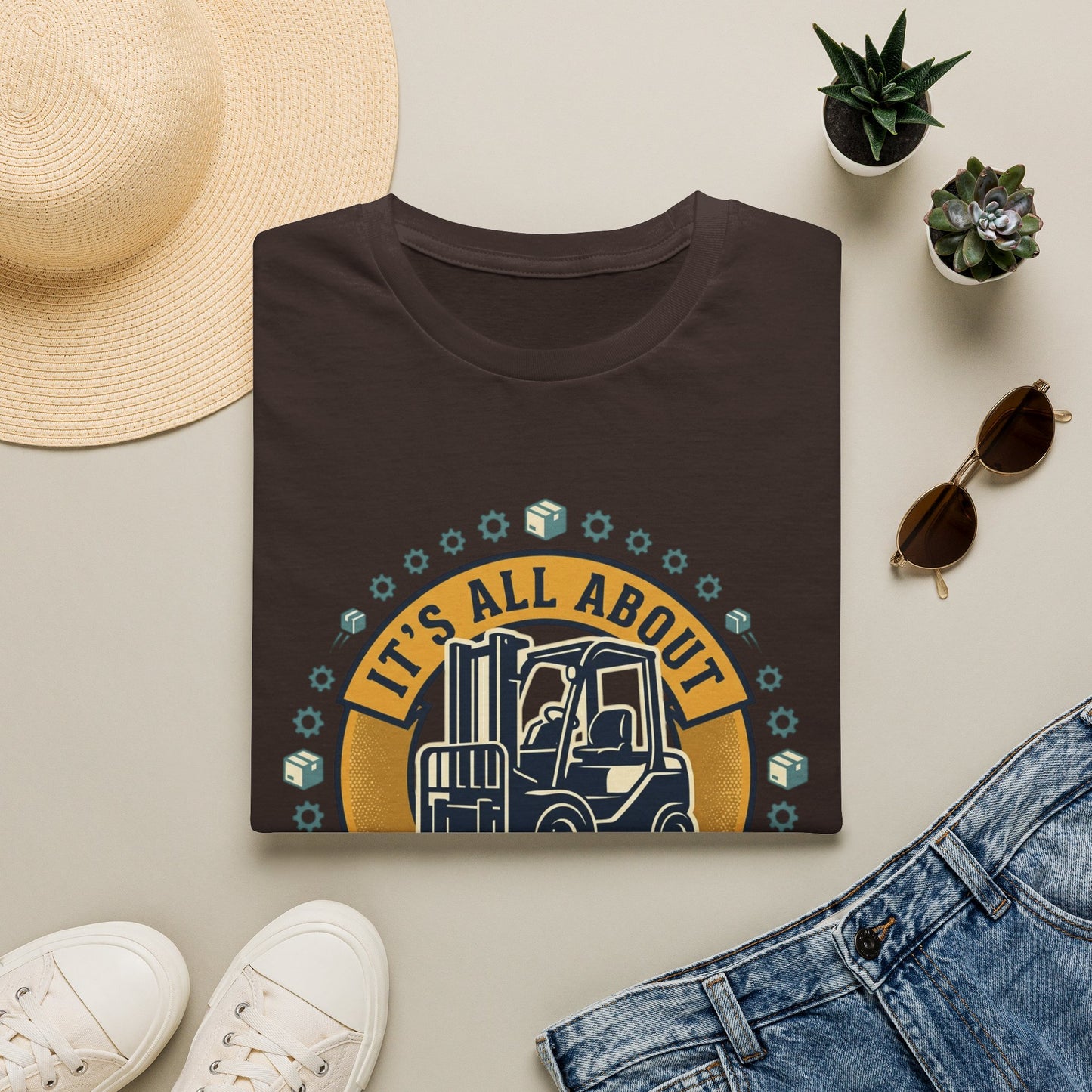 Moving Company T-Shirt — "It's All About Moving Units" Forklift Logo