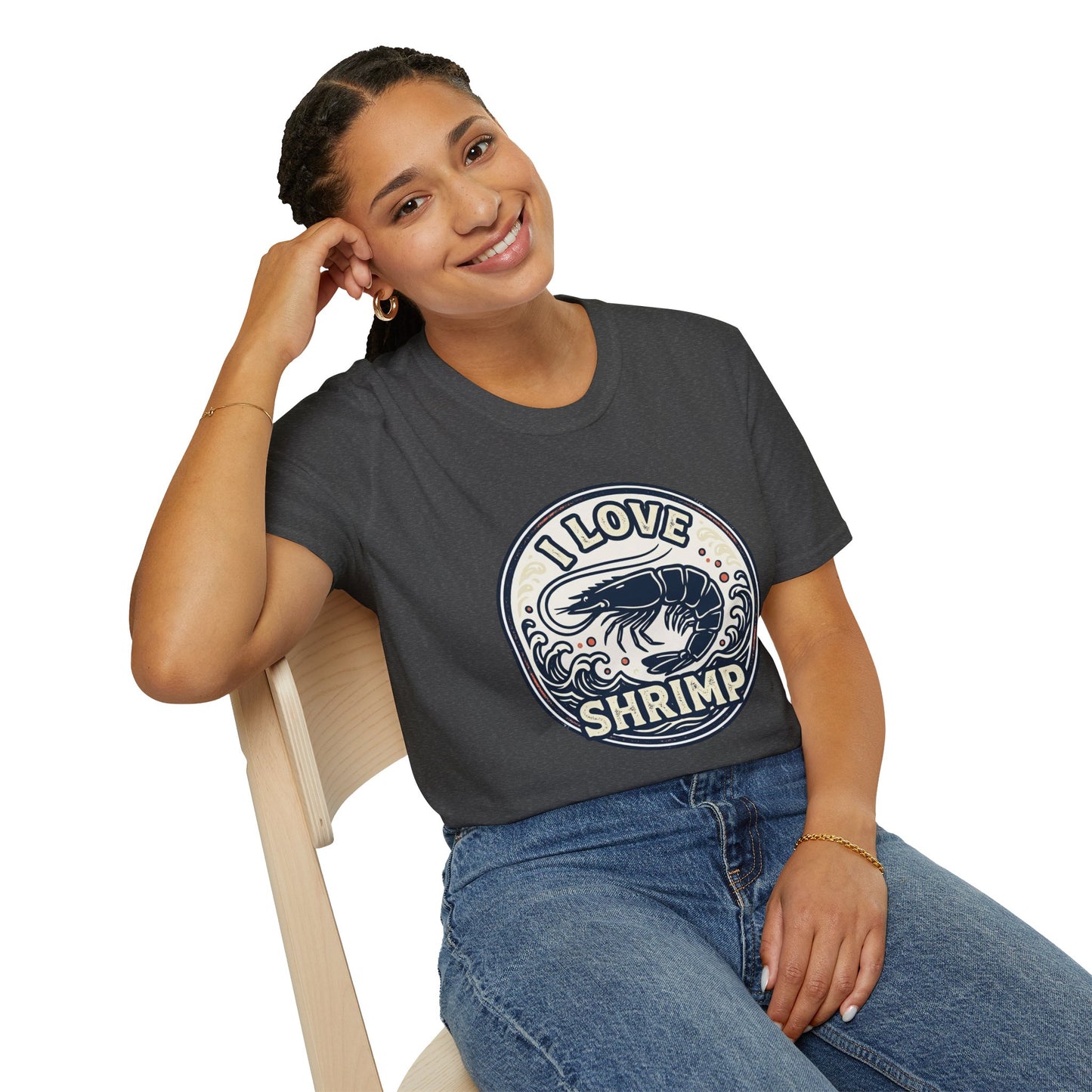 I Love Shrimp T-Shirt — Retro Seafood Crew Tee