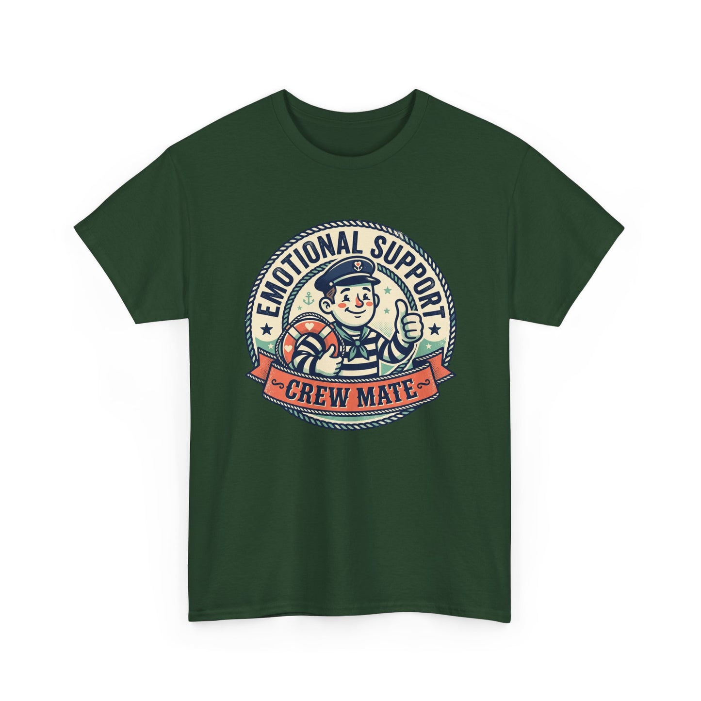 Emotional Support Crew Mate T‑Shirt — Retro Nautical Crewmate Tee Printify