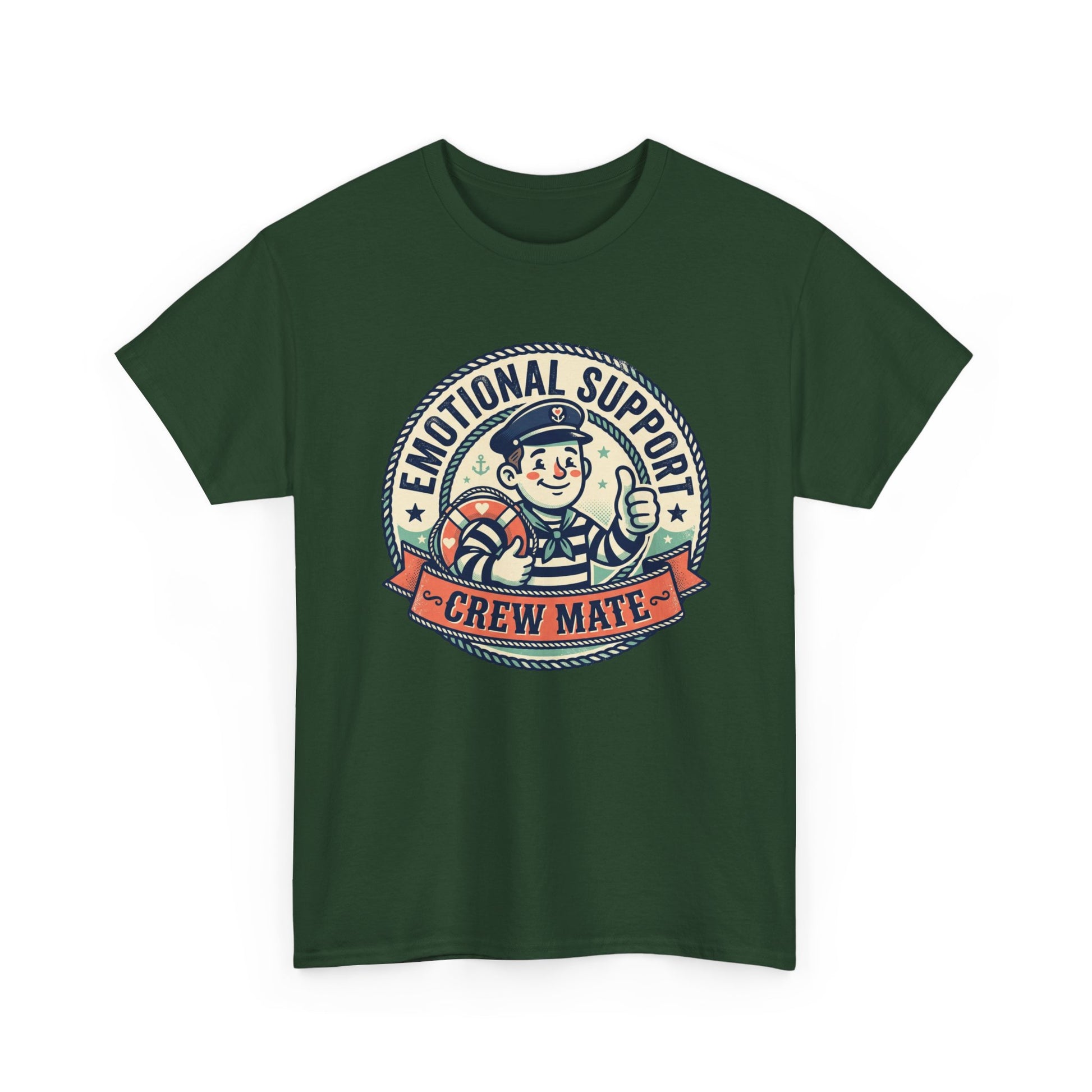 Emotional Support Crew Mate T‑Shirt — Retro Nautical Crewmate Tee Printify