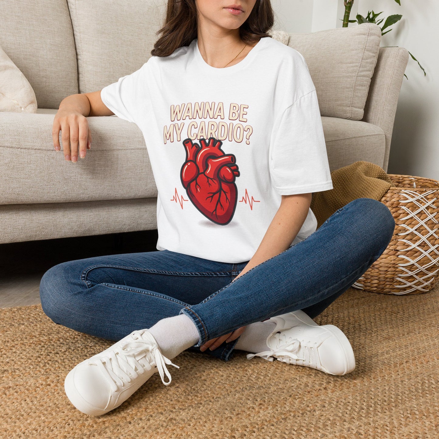 Wanna Be My Cardio? T-Shirt — Cute Anatomical Heart Graphic Tee