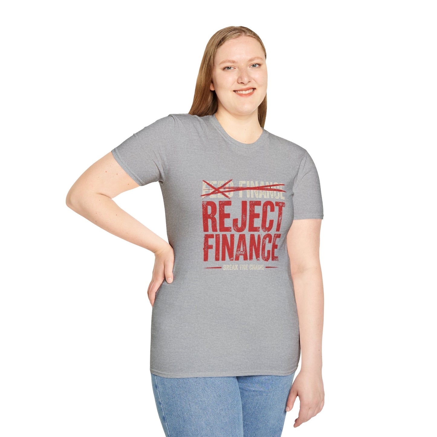 Reject Finance T-Shirt — Bold Red Protest Graphic Tee