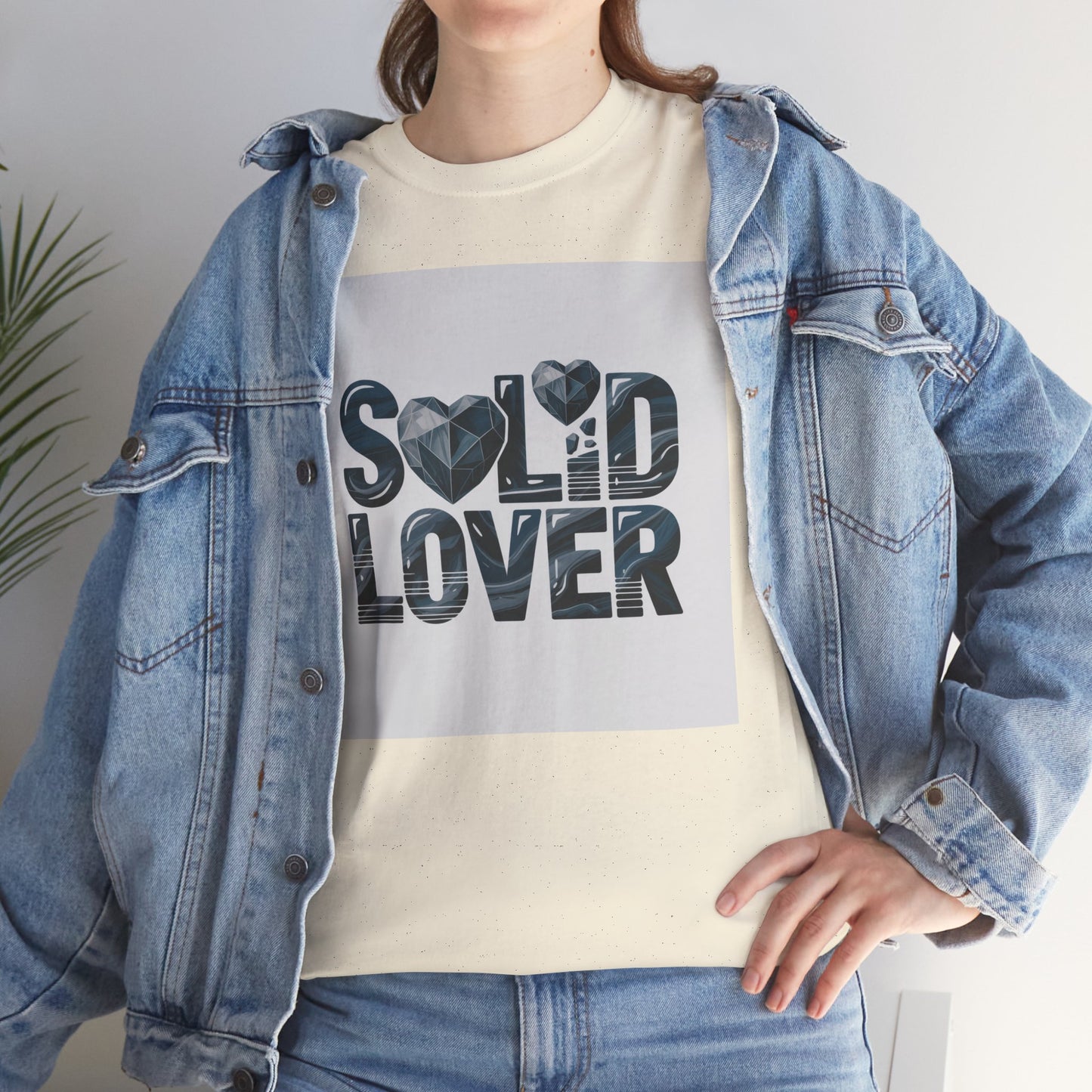 Solid Lover T‑Shirt — Bold Heart Typography Tee for Couples & Romance