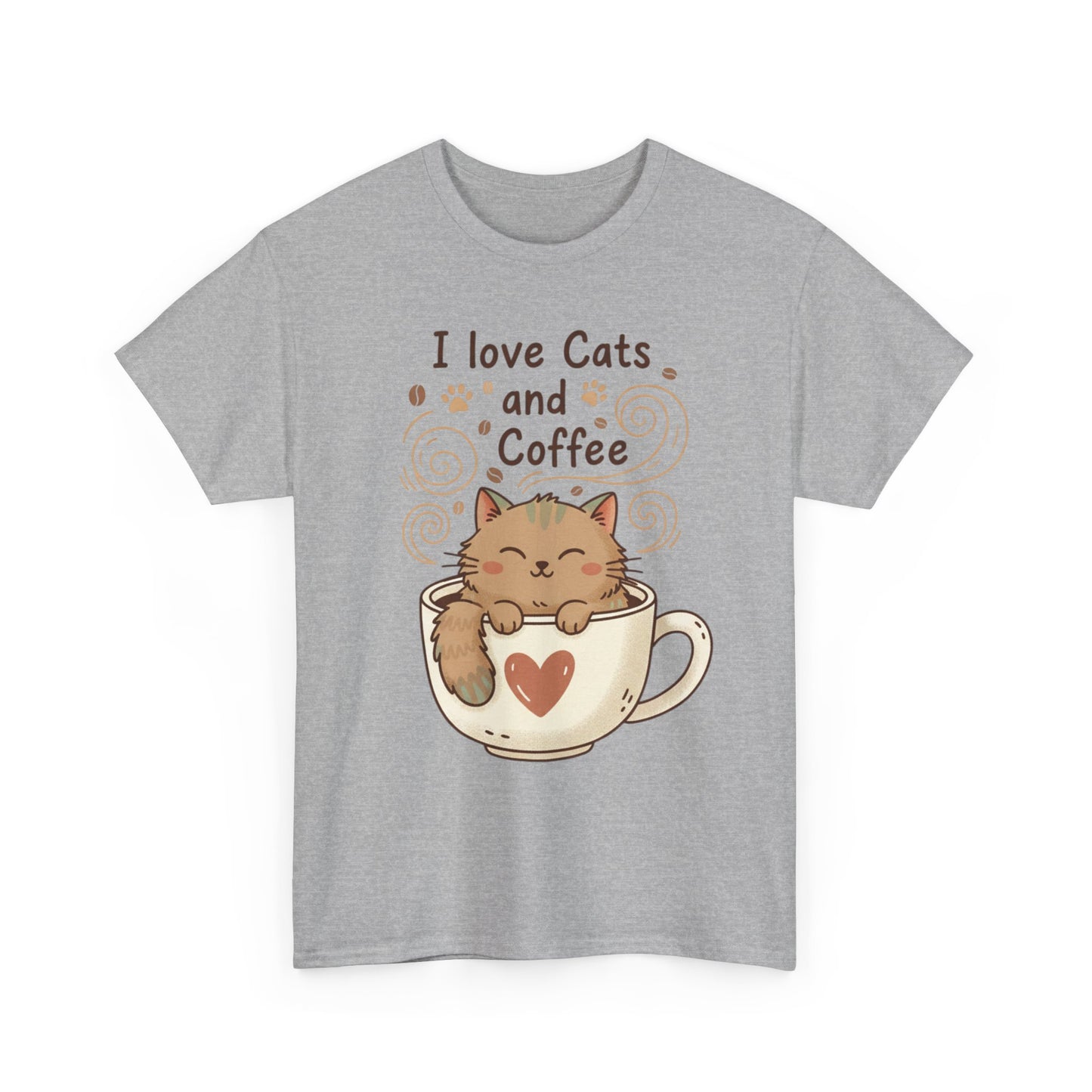 Cat and Coffee T‑Shirt — "I Love Cats and Coffee" Cute Cat in Mug Tee